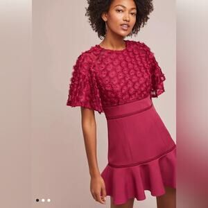 NWT ANTHROPOLOGIE KEEPSAKE Rosabelle mini dress in raspberry M